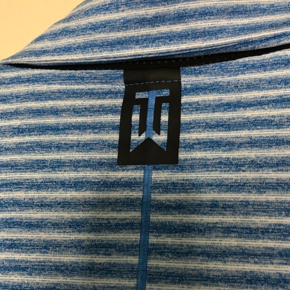 NIKE Dri-FIT ADV Tiger Woods Turquoise Stripe Golf Polo Shirt XXL - Picture 7 of 12